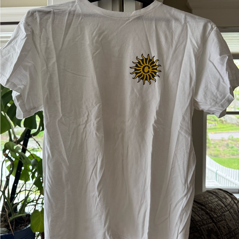 Yellow and White Short Sleeve Tee with Sun Design